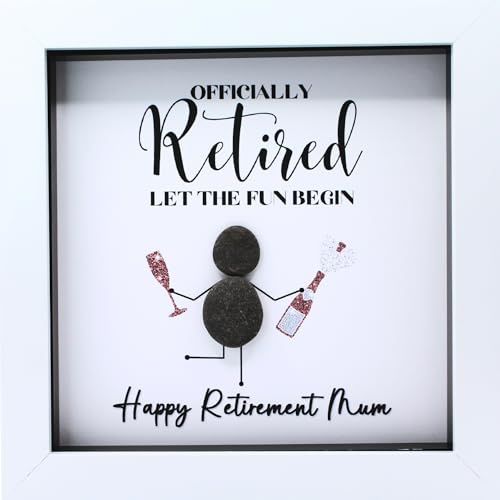 Personalised Retirement Gifts for Women - Handmade Pebble Art Framed Picture, Funny Retirement Gifts for Women, Unique Retirement Gift Ideas, Happy Retirement Gift For Her