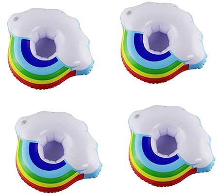 FELTECHELECTR 4pezzi Portabicchieri Gonfiabili Forma Di Arcobaleno Per Piscina Per Feste Leggeri e Facili Da Gonfiare Realizzati Resistente Perfetti Per Relax Vasche Idromassaggio e Laghi