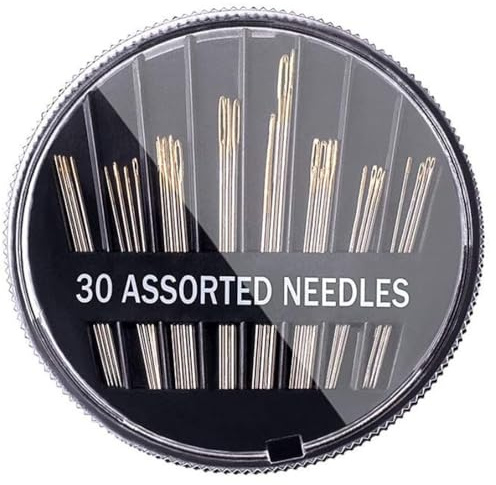 CENSIVI 30 Pcs Hand Sewing Needles - Silver Sewing Needles Assorted Needles Large Eye Stitching Needles Embroidery Needles with Storage Case for Sewing Embroidery Mending Craft Sew
