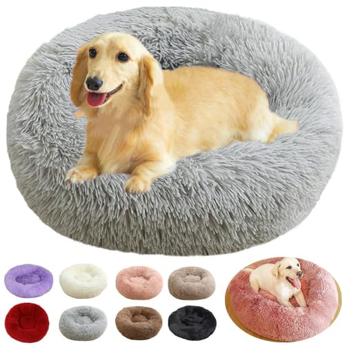 rngcpto Katzenbett Flauschig 40cm, Katzenkissen Multi Farbe und Größen Hundebett Hundekorb Kleine Hunde, Hundekissen Hundebett Rund Schlafplätze Möbel für Hunde und Katzen (Hellgrau, 40cm)