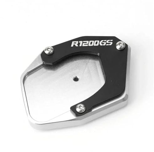 YZXOOP Seitenständer Verlängerung Motorrad-Seitenständerplatte Für R 1200 GS ADV R1200GS ADV 2008-2012 Fußständerpolster Verlängerungs-Seitenständerpolster(Silber)