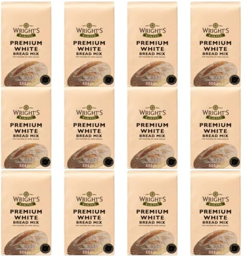 Wright's Premium White Bread Mix 12X500g – Bread Flour for Bread Machine & Hand Baking – Easy-to-Use Dough Mix for Homemade Loaves, Soft Rolls, Pizza Base & Artisan Baking