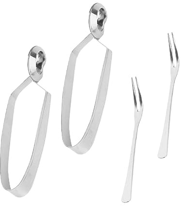 Cabilock 4pcs Escargot Picking Tongs Snail Fork Stainless Steel Snail Clip Seafood Clamp for Serving