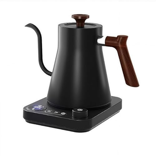 Bouilloire électrique à col de cygne avec récipient intérieur en acier inoxydable 304, écran LCD, contrôle automatique de la température, 9 litres, idéale pour préparer (noir)