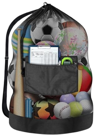 Sacca A Rete Per Palloni E Attrezzatura Da Calcio - Organizzatore Capiente Per Palloni Da Pallavolo | Custodia Rete Traspirante Per Attrezzatura Sportiva Adatta Per Allenamento Giornate In Spiaggia