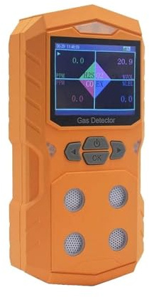 Detector de Gas, Detector de Gas 4 en 1, analizador de Gas, Monitor multigas portátil, Pantalla a Color con batería Recargable gráfica, Alarma de luz de Sonido para casa y Autocaravana(Yellow)