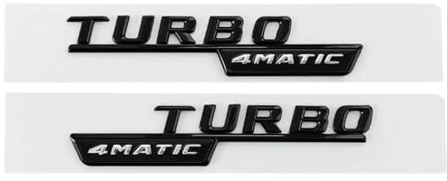HOKOUPNZNT ABS Chrome Black Car Fender Badge AMG Turbo 4matic Emblem Logo for CLA 45 X156 A45 Turbo AMG Sticker Auto Accessories Abzeichen(Glossy Black 4amtic)