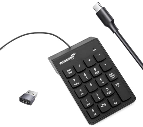 Kalttoy Teclado numérico tipo C/USB, teclado numérico de 19 teclas, teclado para PC