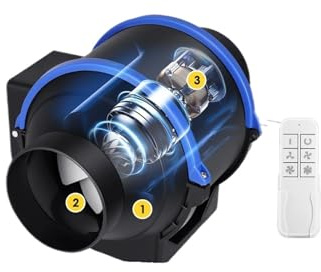 Rohrabluftventilator mit einstellbarer Geschwindigkeit, 100/150 mm, Inline-Kanalventilator, Abluftventilator, Fernbedienung, Cobtrol-Luftventilator, Badezimmer-Toiletten-Kanalventilator(Dia. 150mm)