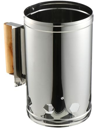 DIYEAH Seau Allume-cheminée à Charbon pour Barbecue Extérieur Poignée en Bois, Métal Résistant Haute Température, Outil de Cuisson Plein Air pour Allumage Rapide Charbon