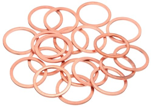 QUARKZMAN 20Pcs Rondelles Plates Cuivre M26, 26x32x2mm Rondelle Plate Cuivre Ameliorée Joint D'Étanchéité Métrique Rondelles Écrasées Pour Raccords Hydrauliques Boulons Vis Écrous Réparation
