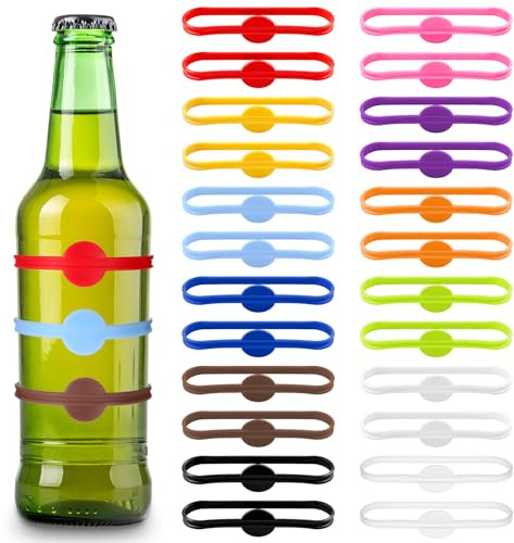 24 Stück Glasmarkierer Bunte Weinglas Marker Glas Markierung Trinkgläser Wiederver Wendbare Glasmarker Silikon Weinglasmarkierer Wein Marker für Weinglas Tassen Trinkglascocktailglas Martini-Glas
