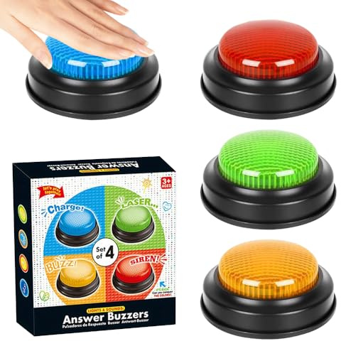 KQWVZ Answer Buzzers, 4 Piezas Zumbadores De Respuesta, Pulsadores De Colores Juego, Zumbador De Respuesta para Clases con Aula, Botones de Respuesta, Accesorio para Actividades En Clase