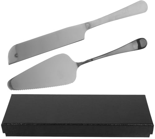 HOMSFOU Set Coltello Seghettato e Pala per Dolci in Acciaio Inox, Utensili per Servire Torte Nuziali e Compleanni, Kit per Taglio e Portata Dessert per Feste ed Eventi