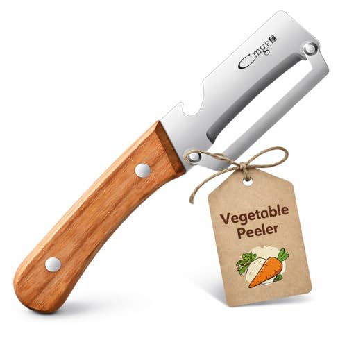 WPDUIODF Pelador De Verduras Multifuncional, Pelador De Verduras Premium con Mango De Madera Y Abridor De Botellas, Pelado Seguro De Una Sola Hoja Premium, For Cocina(1Pcs)