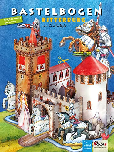 ATELIER COLOR Ritterburg Bastelbogen Bastelset zum Basteln mit Papier für Kinder ab 6+ Jahren Burg Ritter & Prinzessin Papiermodelle zum Spielen