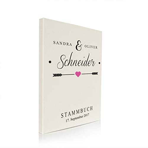 Hochzeitideal Stammbuch der Familie A4, inkl. Personalisierung Nr. 133 Buchbinderleinen (Creme)