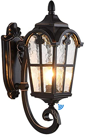 LONEDRUID Dusk to Dawn Sensor Outdoor Wall Light Fixtures Black Roman 17.71 H Exterior Wall Lantern Waterproof Sconce Porch Lights Wall Mount for House Garage Doorway, ETL Listed