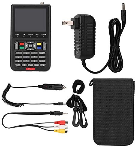 ASHATA V8 Satellite Finder Meter, FHD S/Receiver Sat Detector, MPEG2 MPEG4 Locator Satellite Meter TV Receiver for Home Camping, Adjusting Sat Dish, 4000mAh, Black (US)