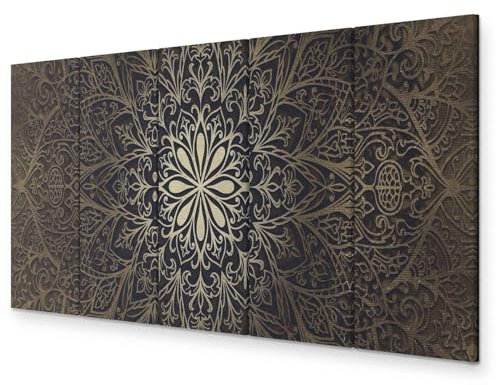 murando - Wandbilder XXL Mandala 100x40cm 5 tlg - Wand Deko Leinwand Bilder Groß Wanddeko Wohnzimmer Schlafzimmer Kunstdrucke - Abstrakt Kunst f-A-0491-b-n