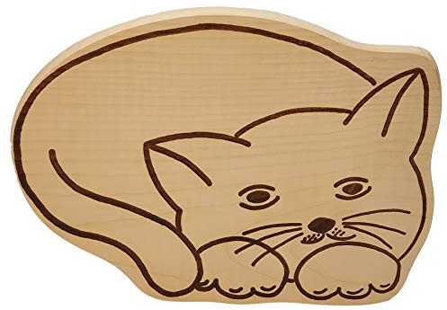 DEKOFANT Frühstücksbrettchen Kinder Holz Brett Motiv Katze liegend Frühstücksbrett Kinder ca 29x21x1,5cm