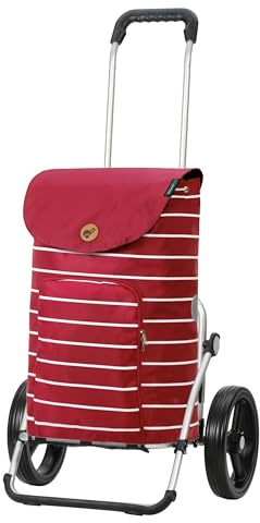 Andersen Einkaufstrolley - klappbar - 47 Liter | Aufhängung für Einkaufswagen - belastbar 50 kg - Aluminium - Trolley - 3-Speichen-Rad Ø 25 cm - Royal Shopper Mia rot