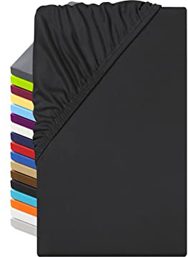 Microfaser Spannbettlaken weich seidig, 90-100 x 200 cm, Schwarz