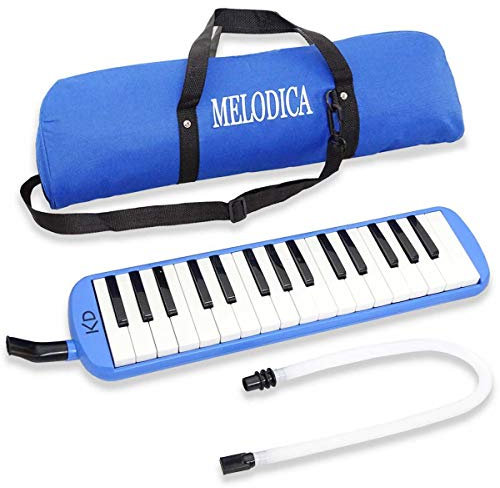 keepdrum Melodica 32 Tasten Blau mit Tasche, Mundstück und Schlauch