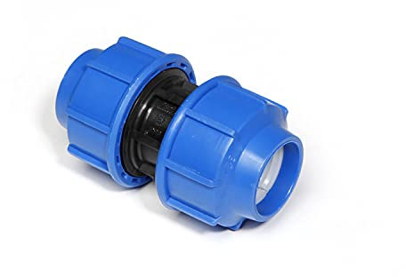 Set 2 pezzi Raccordo Dritto Doppio a compressione art 13810 per tubi PE Plastica Alfa (32mm x 32mm)