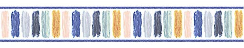 WMHDSJ Selbstklebende Bordüre Blauer Wachsmalstift Stock Wasserdichte Entfernbare Tapeten Aufkleber Dekoration für Wohnzimmer Badezimmer Küche Fliesen 11cm X 300cm