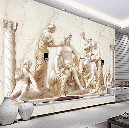 ZZXIAO Photo Wallpaper Roman Relief Europe Classical Art Murals Background Big Murals 3D Vinyl Flooring Adhesives 3D Wallpaper Paste Living Room The Wall for Bedroom Mural border-300cm×210cm