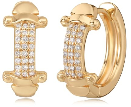 Mevecco 18K Gold Plated Huggie Earrings Dainty Shining White Cubic Zirconia Geometry Beads Butterfly Heart Awl Cone Cute Shaped Evil Eye Hoop Earrings for Women