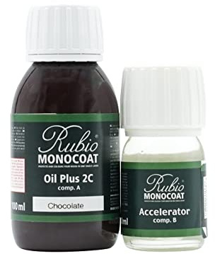 Rubio Monocoat Wood Oil 5m² - Chocolate | Oil Plus 2C | Quick-Dry, Eco-Friendly Linseed Wood for Indoor Use Includes Accelerator (Part B) | Preserver | 130 ml