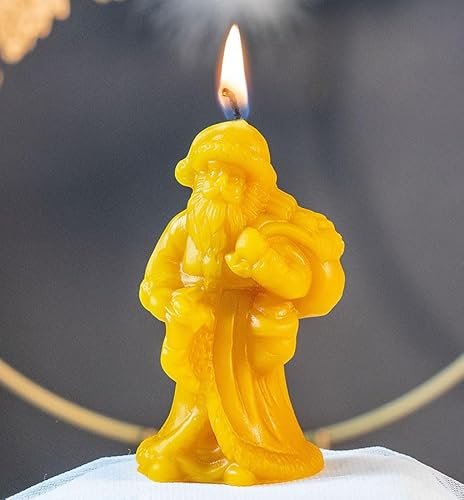 tea4chill Bienenwachskerze aus 100% Bienenwachs, Honigkerze, Weihnachtsmann, Kerze 4x7,5cm, Geschenk für Weihnachten, handgefertigt