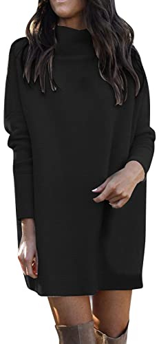 Kobilee Vestito Elegante Donna Midi Curvy Casual Vestiti Manica Lunga Autunno Abito Maglione Abiti Collo Alto Aderente Sexy Vestito Invernale Abito in Maglia Morbido Corto