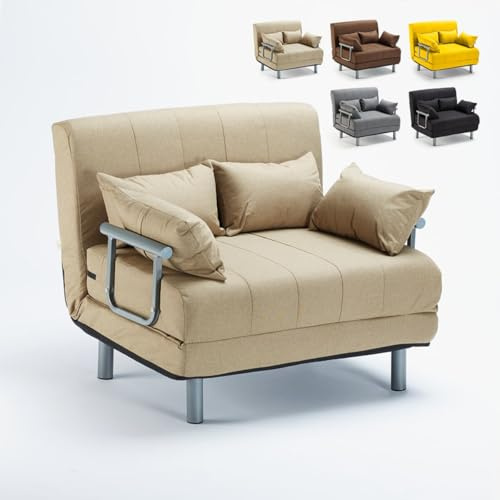 Produce Shop Sillón Sofá Cama Plegable Reposabrazos de Tela Deborah Twin Dos Plazas - Beige