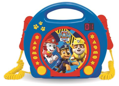 Lexibook Paw Patrol RCDK100PA Chase Marshall Lecteur CD karaoké avec 2 Microphones, Fonction de Programmation, Prise Casque, pour Enfants, avec Alimentation ou Piles, Bleu/Rouge