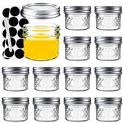 Tarana mini Einmachgläser, Vorratsgläser, 4oz Klarglas Einmachgläser mit deckel, 120ml kleine glasgläser geeignet für die aufbewahrung von lebensmitteln, marmelade, gewürze, kerzen, honig(12 Stück)