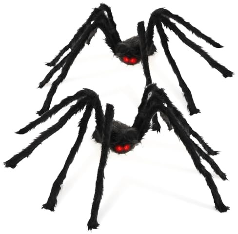 com-four® 2X Deko-Spinne Größe XL, große, haarige Spinne mit beweglichen | modellierbare Tarantel für Innen- und Außendekorationen - 85 cm