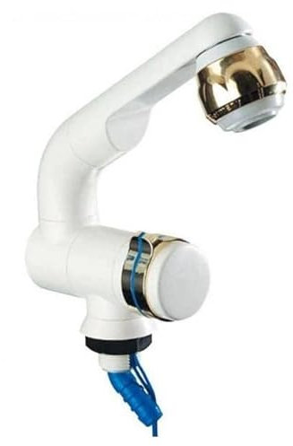 Wasserhahn mit Mikroschalter, Weiß Gold, für Wohnmobile und Wohnwagen