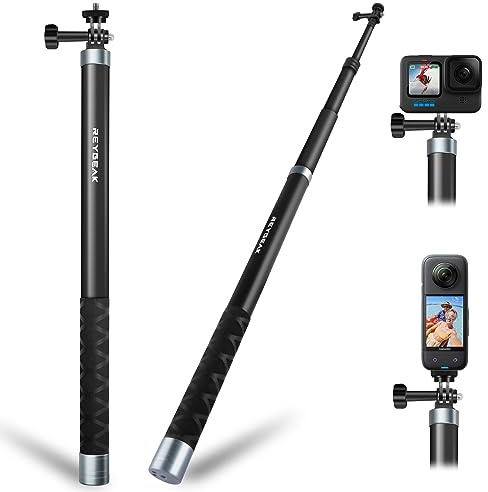 REYGEAK Perche à selfie extensible en fibre de carbone pour Insta360, monopode polaire extensible pour GoPro Max Hero 11 10 9 8, DJI Osmo Action 4/Action 3 et autres caméras (2,7 m/270 cm)