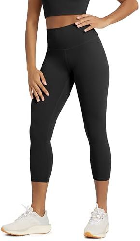 ODODOS Buttery Soft Lounge Yoga Leggings for Women Cropped Length 23 High Waist Yoga Pants, Black, Medium