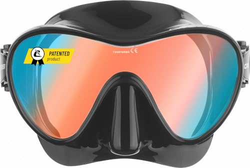 Cressi F1 Mask Black Ultravision Blue Lens - Máscara Monocristal Tecnologia Frameless para Buceo y Snorkel, Negro Lente Ultravision Azul, Talla Única, Unisex