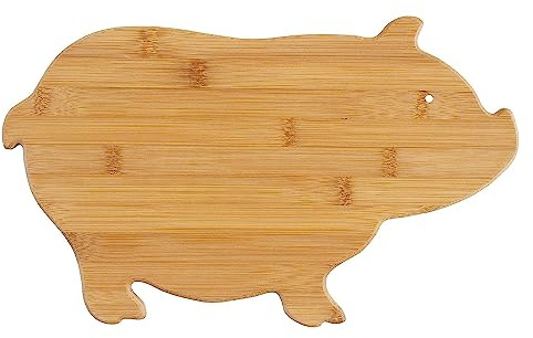 JAVERGGN Bambusschwein-Förmiges Bambus-Servier- und Schneidebrett, Hölzernes Frühstücksbrett, Kinder-Cartoon-Schweinchen-Förmiges Schneidebrett