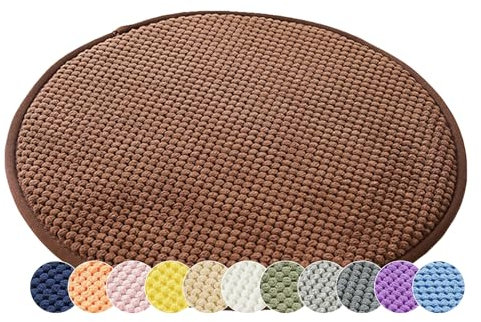 1/2er Set Rund Sitzkissen Kordsamt Rund Stuhlkissen Polster Auflage Kissen, Stuhlauflage rutschfest Sitzpolster für Haus & Garten Büro (Braun,45x45cm (1er-Pack))