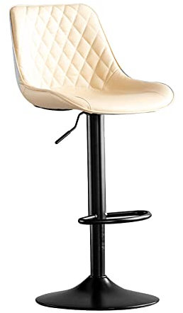 DDKYHU Vintage-Barhocker aus PU, höhenverstellbare Drehhocker mit Rückenlehne und Fußstütze, Esszimmerstuhl für Küche und Kneipe (weiß) (weiß)