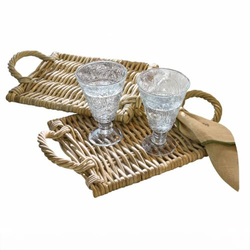 LOBERON Platzset 2er Set Allegretta, braun | Kunstvolle Flechttechnik, auch als Tablett Nutzbar, Natürlicher Look, Tischaccessoires, Küchenutensilien, Rattan