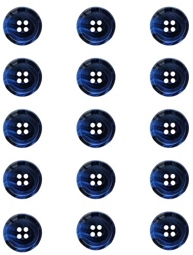 ftiemlovde 15 Stück 4 Loch Bunte Knöpfe zum Annähen Selber Machen Basteln（Blau 20mm）