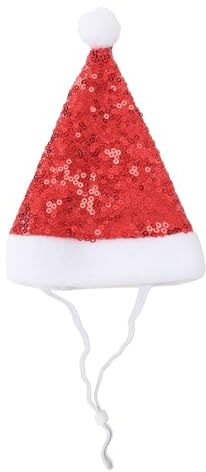 Weihnachtsmütze für Hunde mit Pailletten, Weihnachtsmann-Hut für kleine Hunde, Katzen, Katzen, Urlaubshut, Welpen, Katze, Cosplay, Zubehör, Haustierkostüm, Urlaub, Haustierkostüm, festliches