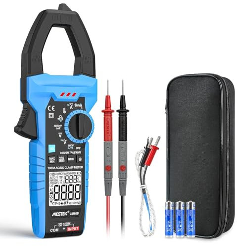 Zangenmultimeter Digital Stromzange Multimeter Clamp Meter AC/DC MESTEK 1000A TRMS 6000 Zähler Strommesszange mit VFD, LOZ-Modus Misst Strom Spannung Temperatur Widerstand Kapazität Frequenz